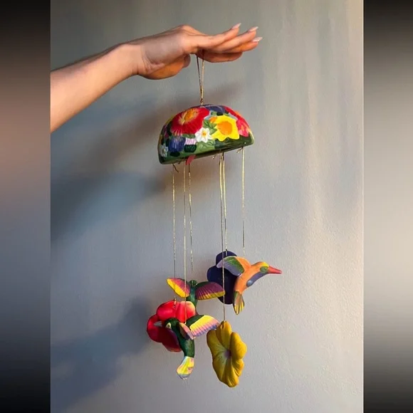 Colorful Hand-Painted Hummingbird Wind Chime - Picture 3 of 9